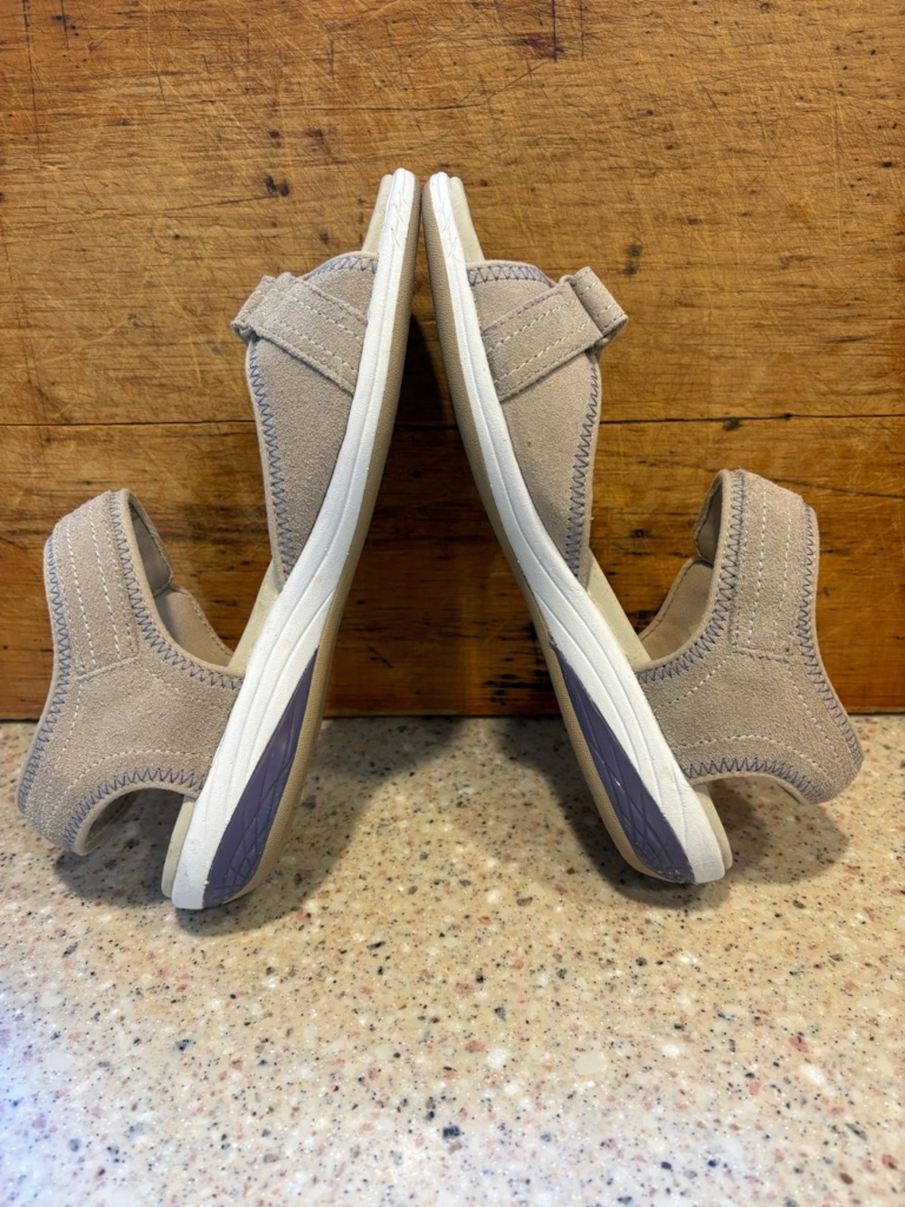 Ryka Beige Suede Strap Comfort Sandals - Picture 2 of 6